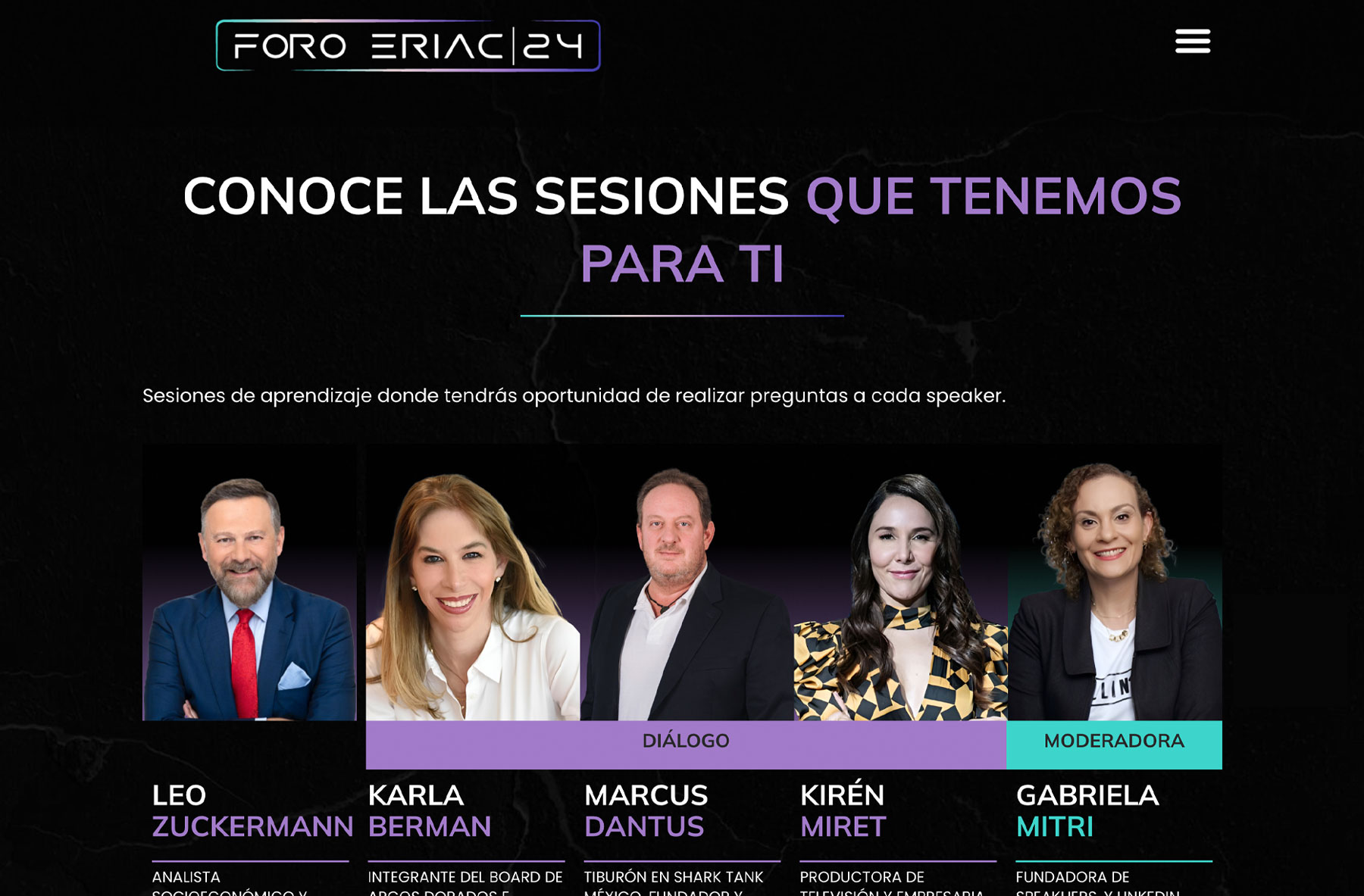 Muestra del diseño del sitio web del Foro ERIAC